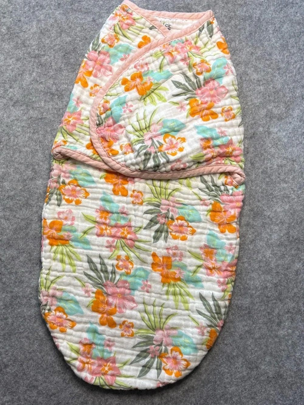 chick pea Quilted Floral Baby Sleep Sack in Pink, Orange & Aqua